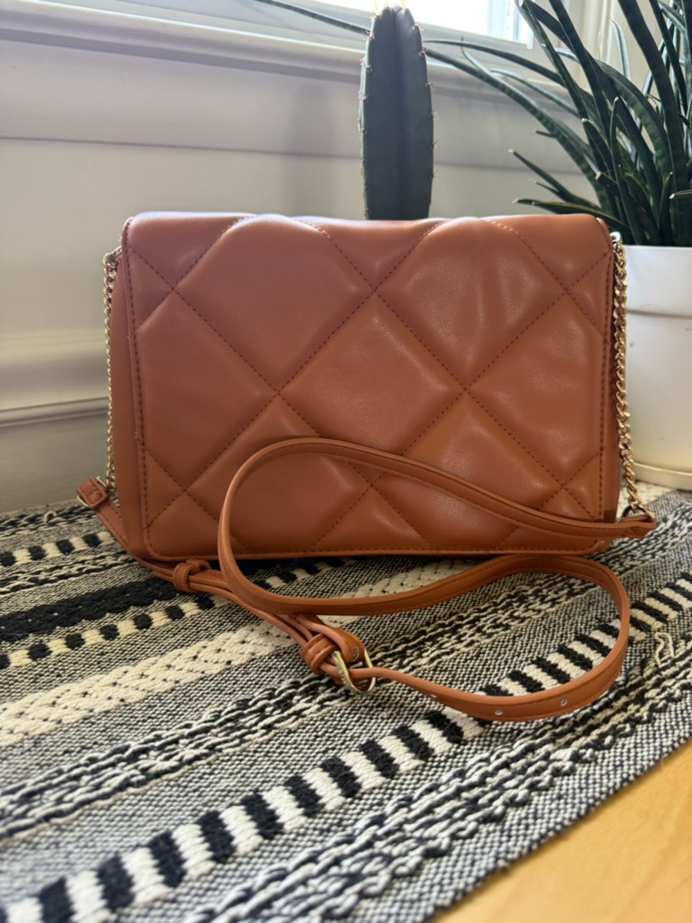 a new day Quilted Crossbody Bag in Cognac